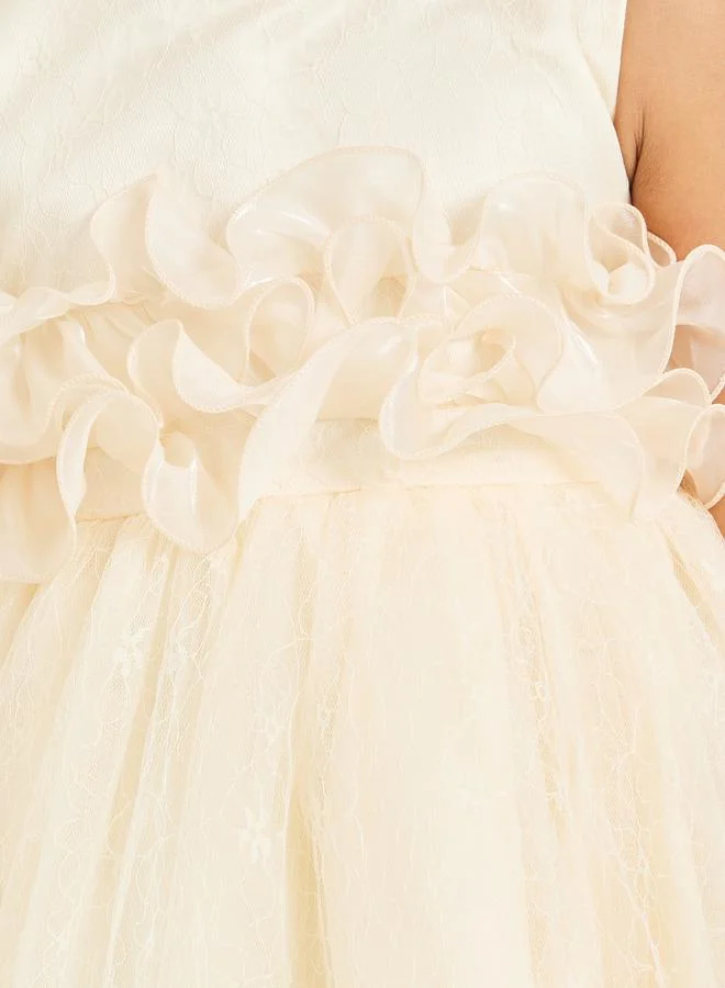 ستايلي فستان حفلات شبك بكشكش للبنات